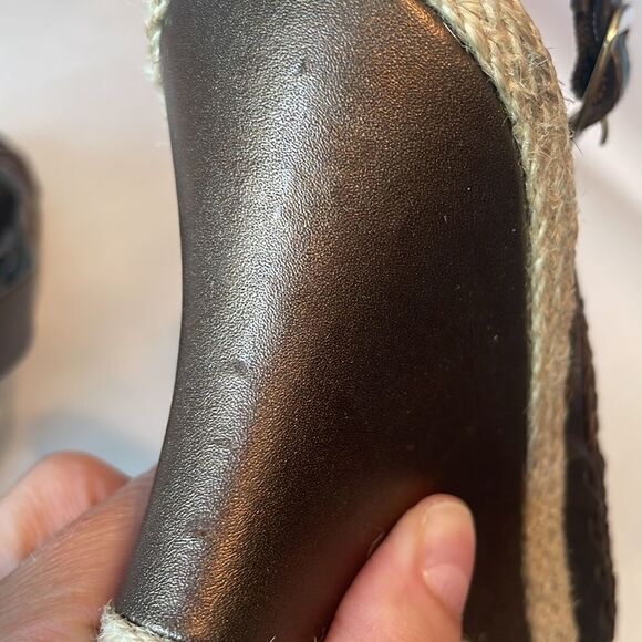 Easy Spirit bronze braided leather slingback jute trimmed wedge comfort sandals - Picture 14 of 16